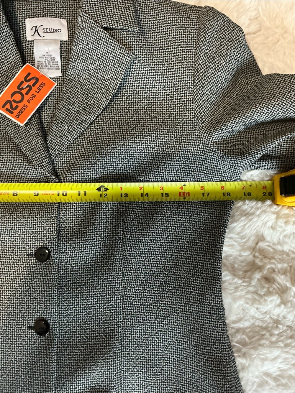 K Studio Gray Textured Button-Front Blazer - Picture 6 of 6